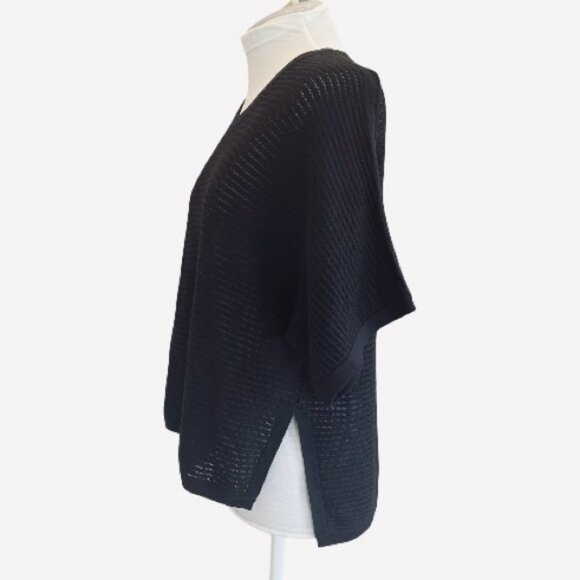 Aritzia Babaton "Donald" black hi low boxy oversized crop sweater top. Size L - Picture 3 of 11